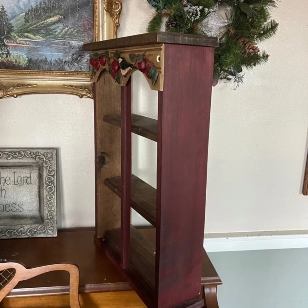 Rare Vintage Large Hand Carved Rustic  Solid Wood Apple Bird Shelf❗️FINAL SALE